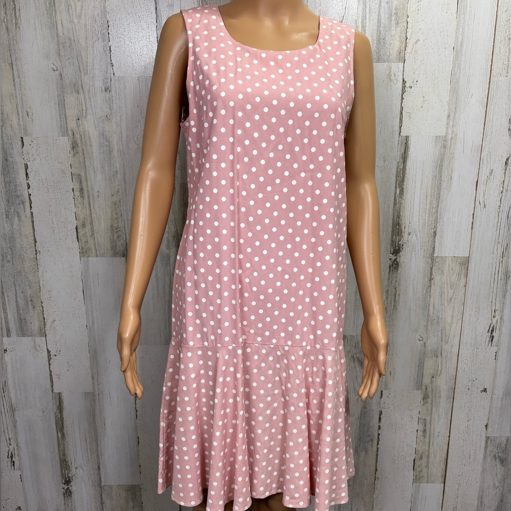 BGB Vintage Pink Polka Dot Sleeveless Shift Dress